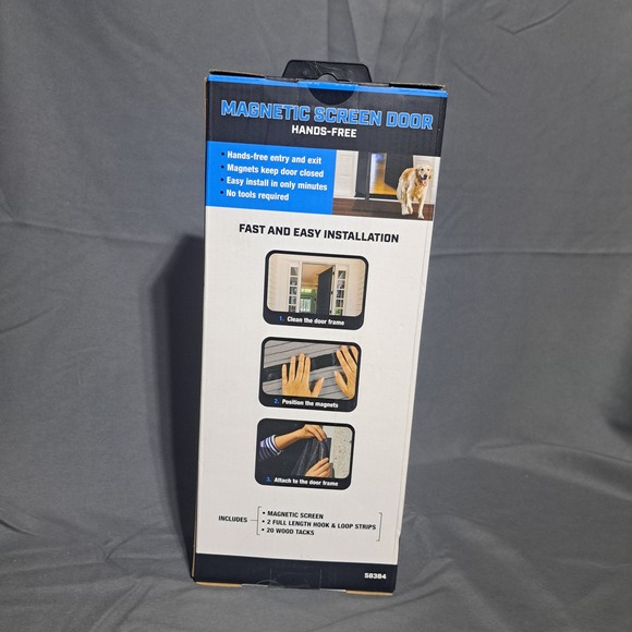 Hands-Free Magnetic Screen Door Heavy Duty Mesh 38x82 Black 58384 New - Picture 4 of 5